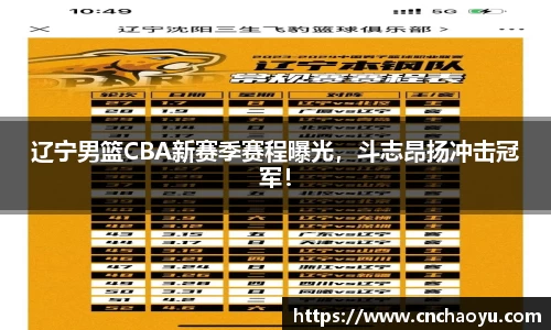 辽宁男篮CBA新赛季赛程曝光，斗志昂扬冲击冠军！